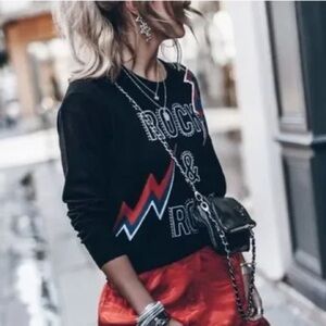 Zadig Voltaire Rock & Roll Studded Extra Fine Merino Wool Sweater Black